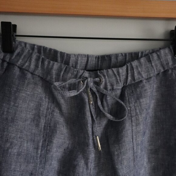 Saks Fifth Avenue 100% Linen Medium Straight Leg Elastic Roll Cuff Trouser Pants - Picture 5 of 11